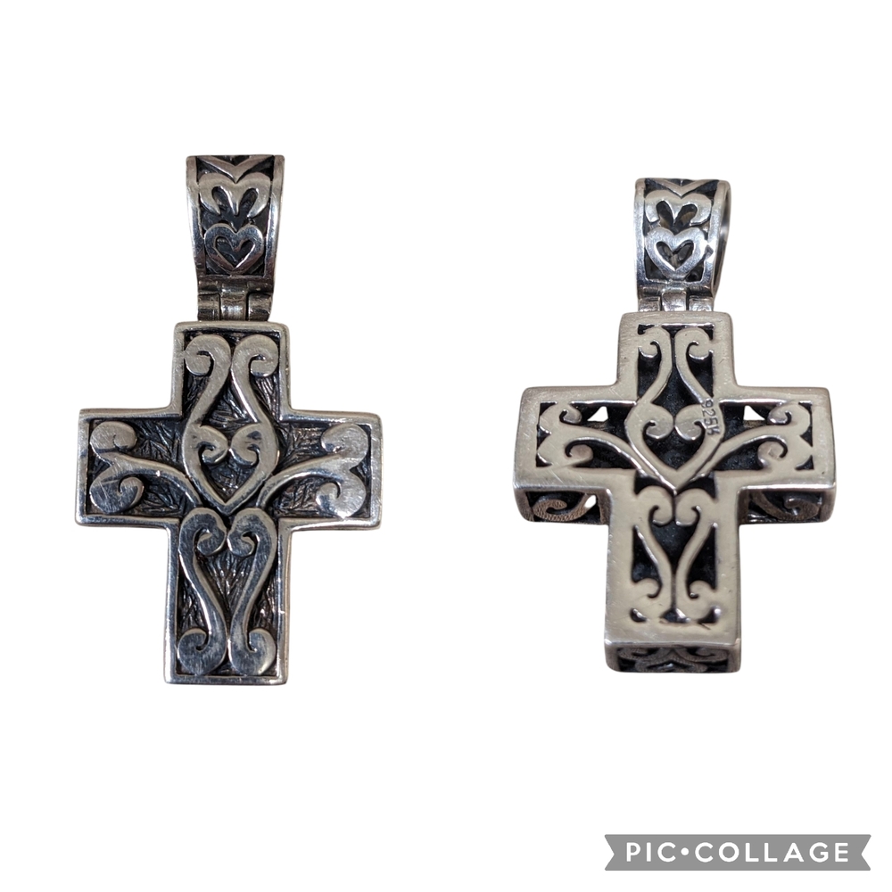 Vintage Sterling Silver Christian Cross Reversible Two-sided Open Work Design